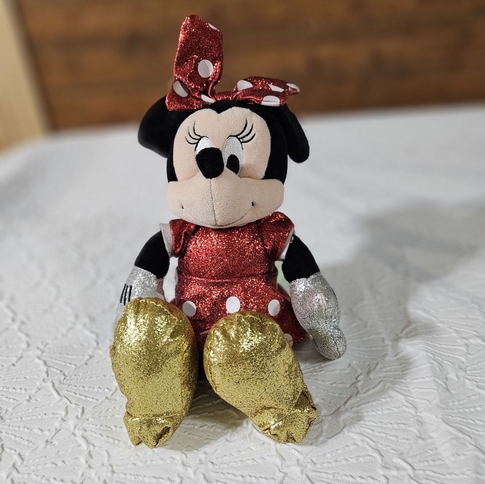 Disney Red and Gold Glitter Minnie Mouse Plush Toy - Picture 3 of 6